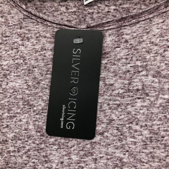 Silver Icing Jacqueline de  Yong Purple marled frilled cap sleeve NWT tee small - Picture 9 of 14